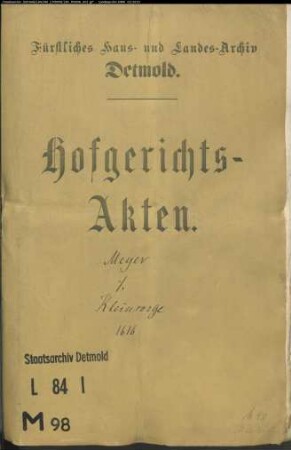 Meier, Peter und seine Frau Anna Seger gegen Balthasar Kleinsorges Vormunde - Schichtung