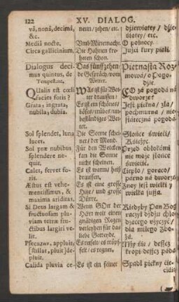Dialogus decimus quintus = Das fünffzehende Gespräch = Pietnasta Rozmowa