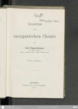 Grundriss der anorganischen Chemie