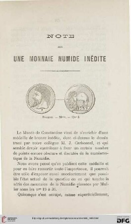 Sér. 3: Note sur une monnaie numide inédite