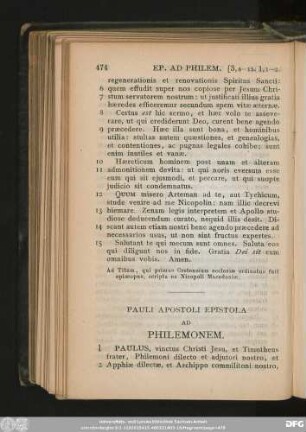 Pauli Apostoli Epistola Ad Philemonem.