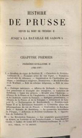 Histoire de la Prusse depuis la mort de Frédéric II jusqu'à la bataille de Sadowa : Par Eug. Veron. (Bibliothèque d'histoire contemporaine.)