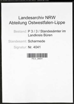 Sterberegister Standesamt Scharmede