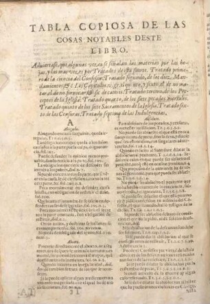 Tabla Copiosa De Las Cosas Notables Deste Libro.