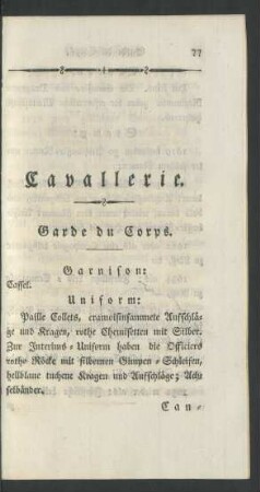 Cavallerie.