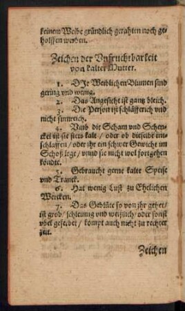 Zeichen der Unfruchtbarkeit von kalter Mutter.