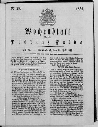 Nr. 29, Ausgabe vom 18. Juli 1835
