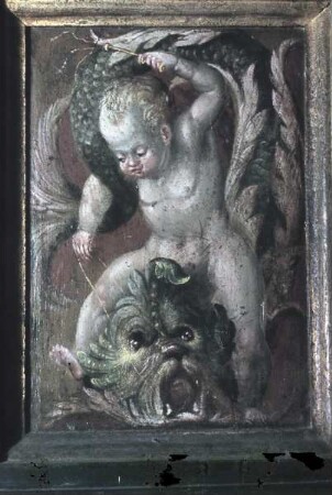 Gestühl der Nordseite mit Szenen der Versuchung und der Standhaftigkeit der Kirche — Putti und Fabelwesen