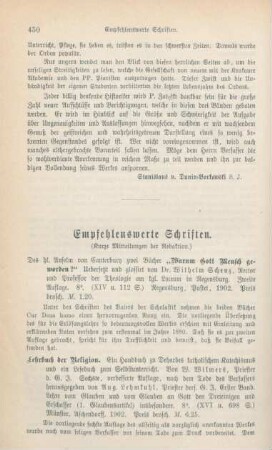 450-464 Empfehlenswerthe Schriften
