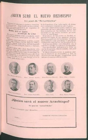 ¿Quien será el nuevo arzobispo? : Un pool de "Actualidades"