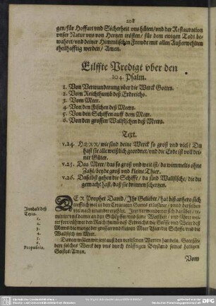 Eilffte Predigt uber den 104. Psalm