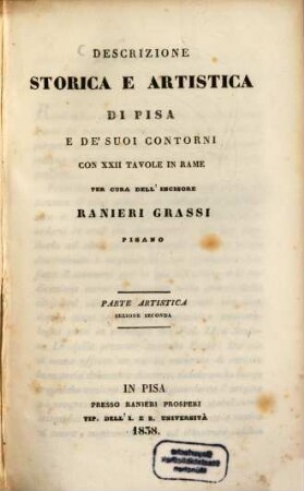 Descrizione storica e artistica di Pisa e de suoi Contorni, [2],2. Parte artistica, sezione seconda