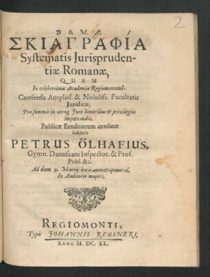 Skiagraphia Systematis Iurisprudentiae Romanae