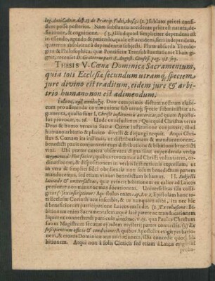 Thesis V. Coenae Dominicae Sacramentum ...