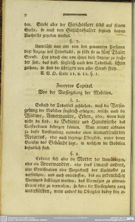 Zweytes Capitel. Von der Versiegelung der Mobilien