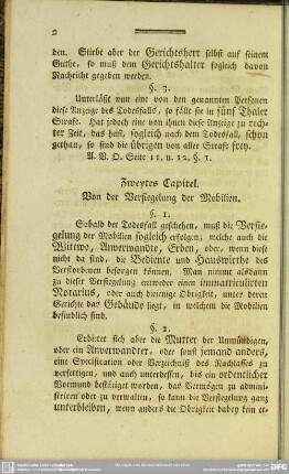 Zweytes Capitel. Von der Versiegelung der Mobilien