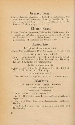 10-18, Fakultäten