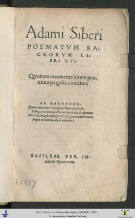 Adami Siberi Poematvm sacrorvm libri XVI: Adami Siberi poematvm sacrorvm libri ...
