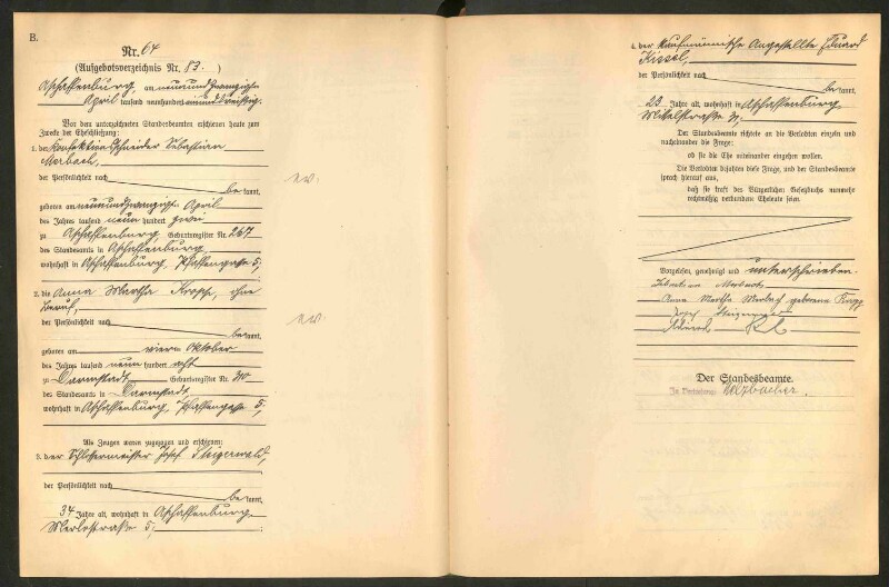Standesamtsbuch der Stadt Aschaffenburg: Eheschließungen 252/1930 - 130/1931