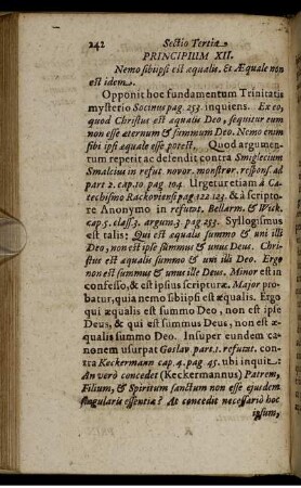 Principium XII. Nemo sibiipsi est aequalis. Et Aequale non est idem.
