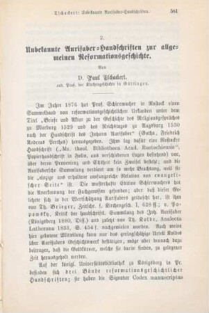 581-587 Unbekannte Aurifaber-Handschriften zur allgemeinen Reformationsgeschichte
