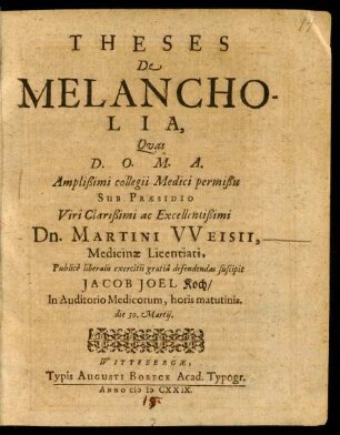 Theses De Melancholia
