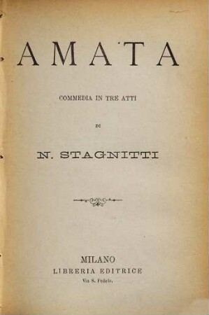 Amata, commedia in tre atti