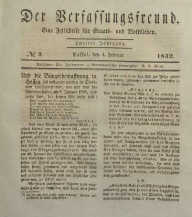 № 9. Cassel, den 1. Februar 1832.