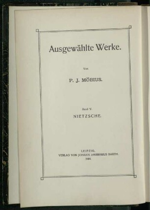 Bd. 5: Nietzsche : mit einem Titelbilde