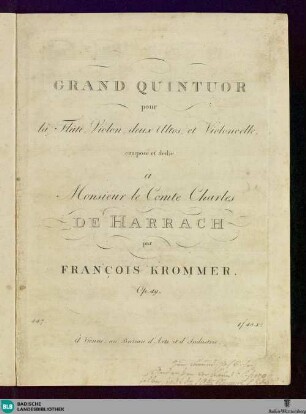 Grand Quintuor pour la Flûte, Violon, deux Altos, et Violoncelle : Op. 49
