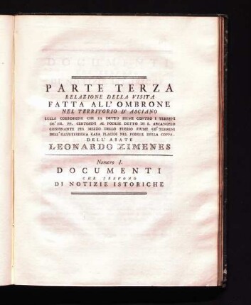 Parte Terza relazione della visita fatta all' ombrone nel territorio d' asciano