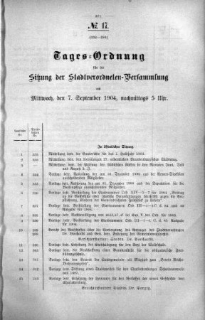 Tages-Ordnung, 07. September 1904