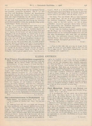 235-236 Kleine Kritiken