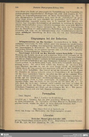 Eingegangen bei der Redaction