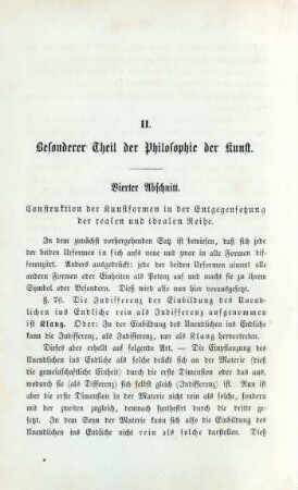Vierter Abschnitt. Construktion der Kunstformen in der Entgegensetzung der realen und idealen Reihe