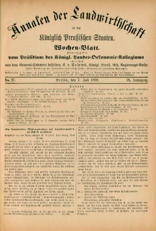 No. 27. Berlin, den 7. Juli 1869. IX. Jahrgang.