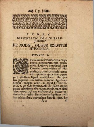 Diss. inaug. iur. de modis, quibus solvitur hypotheca