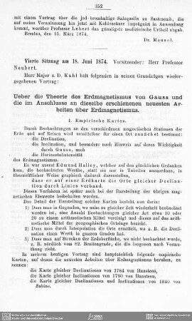 Ueber die Theorie des Erdmagnetismus von Gauss und die im Anschlusse an dieselbe erschienenen neuesten Arbeiten über Erdmagnetismus