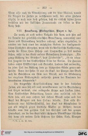 VIII: Bewaffnung, Pferdegeschirr, Wagen und vgl.
