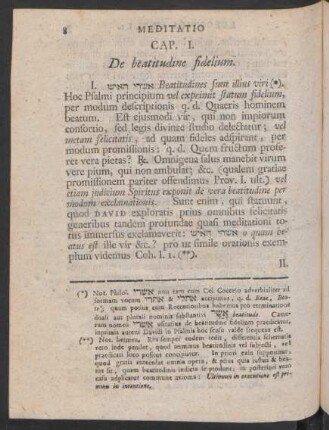 Cap. I. De beatitudine fidelium