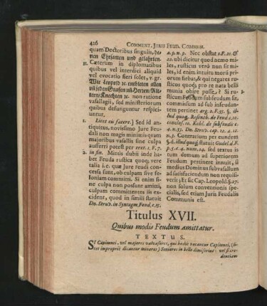 Titulus XVII. Quibus modis Feudum amittatur.