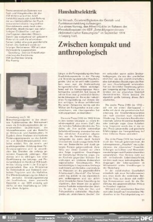 Zwischen kompakt und anthropologisch : Haushaltselektrik
