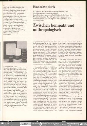 Zwischen kompakt und anthropologisch : Haushaltselektrik