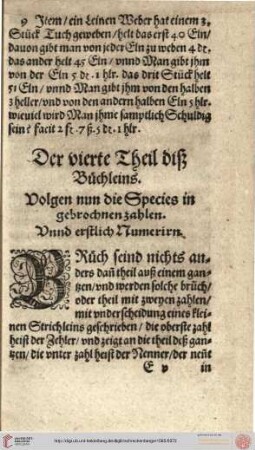 IV. Theil: Species in gebrochenen Zahlen