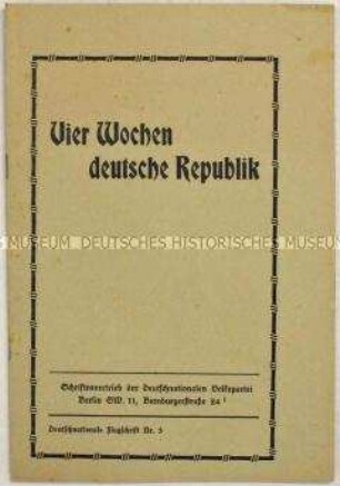 Flugschrift der Deutschnationalen Volkspartei gegen die Regierung Scheidemann