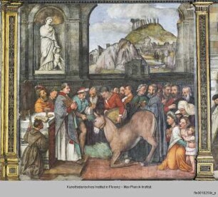 Heiliger Antonius befiehlt dem Maultier das Sakrament zu verehren - Hl. Antonius befiehlt dem Maultier das Sakrament zu verehren