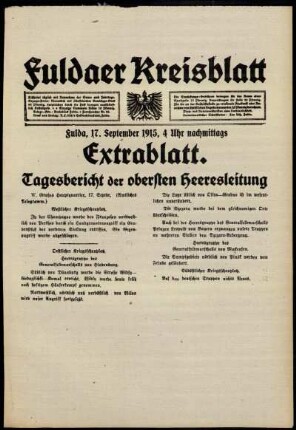 Ausgabe vom Freitag, den 17. September 1915.