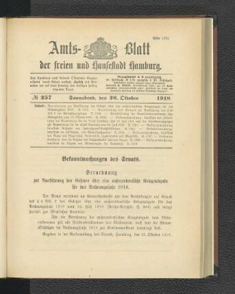No. 257, 26. Oktober 1918