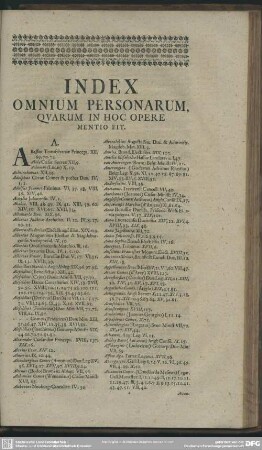 Index Omnium Personarum, Quarum In Hoc Opere Mentio Fit