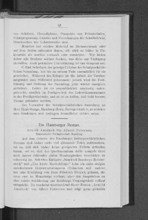 Ein Hamburger Roman. : Arnold Amsinck von Albert Petersen.